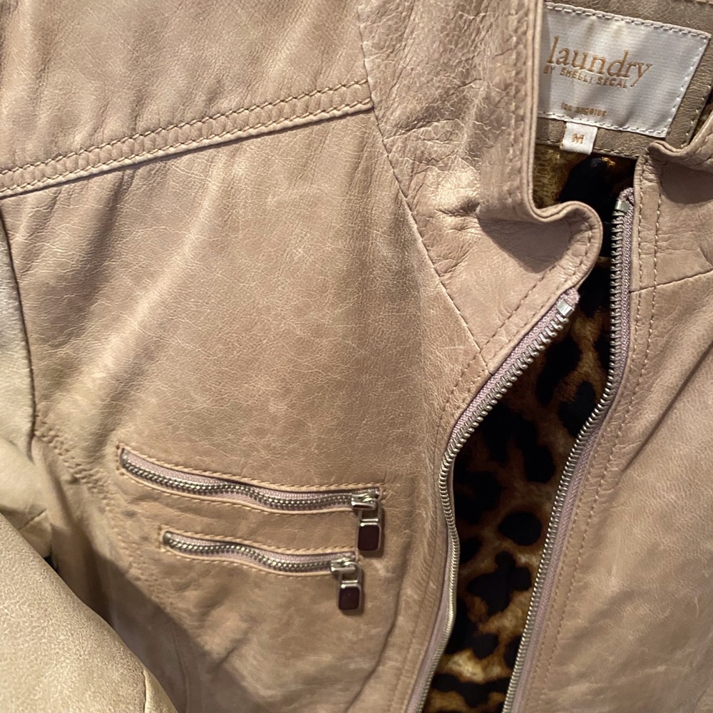 Laundry leather biker jacket